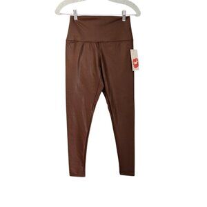 Hot Kiss Pants Faux Leather Pull On Skinny‎ Womens Small High Rise Brown NEW NWT